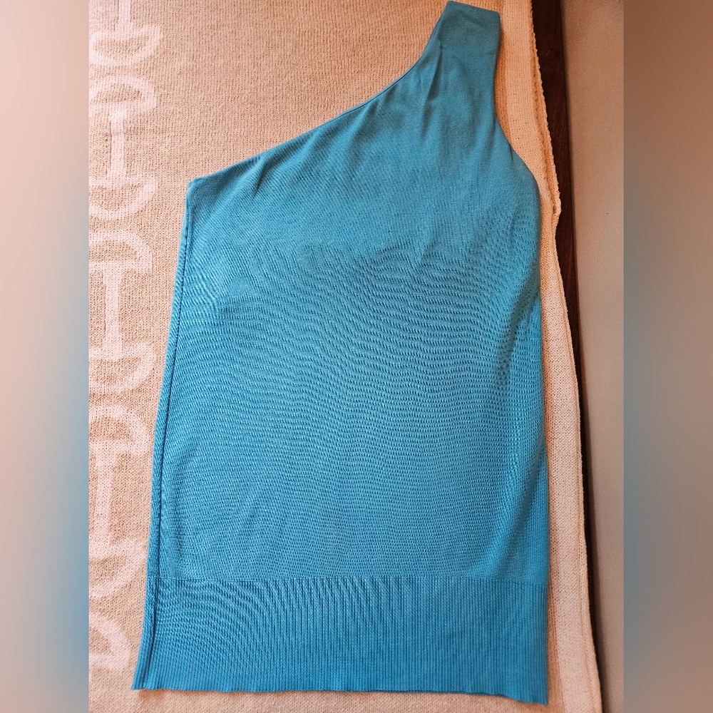 Ralph Lauren BLACK LABEL Turquoise One Shoulder Top